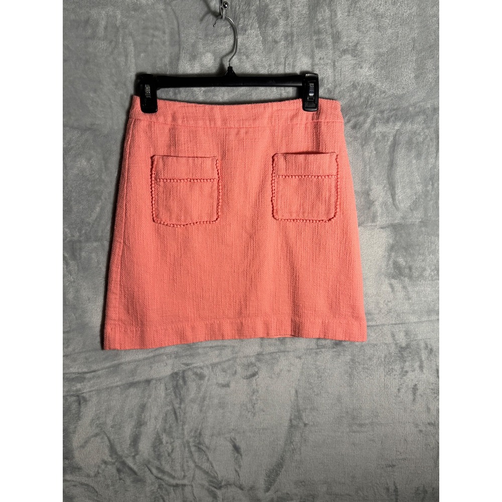 LOFT Coral‎ Pink Textured Pocketed A-Line Skirt Size 2